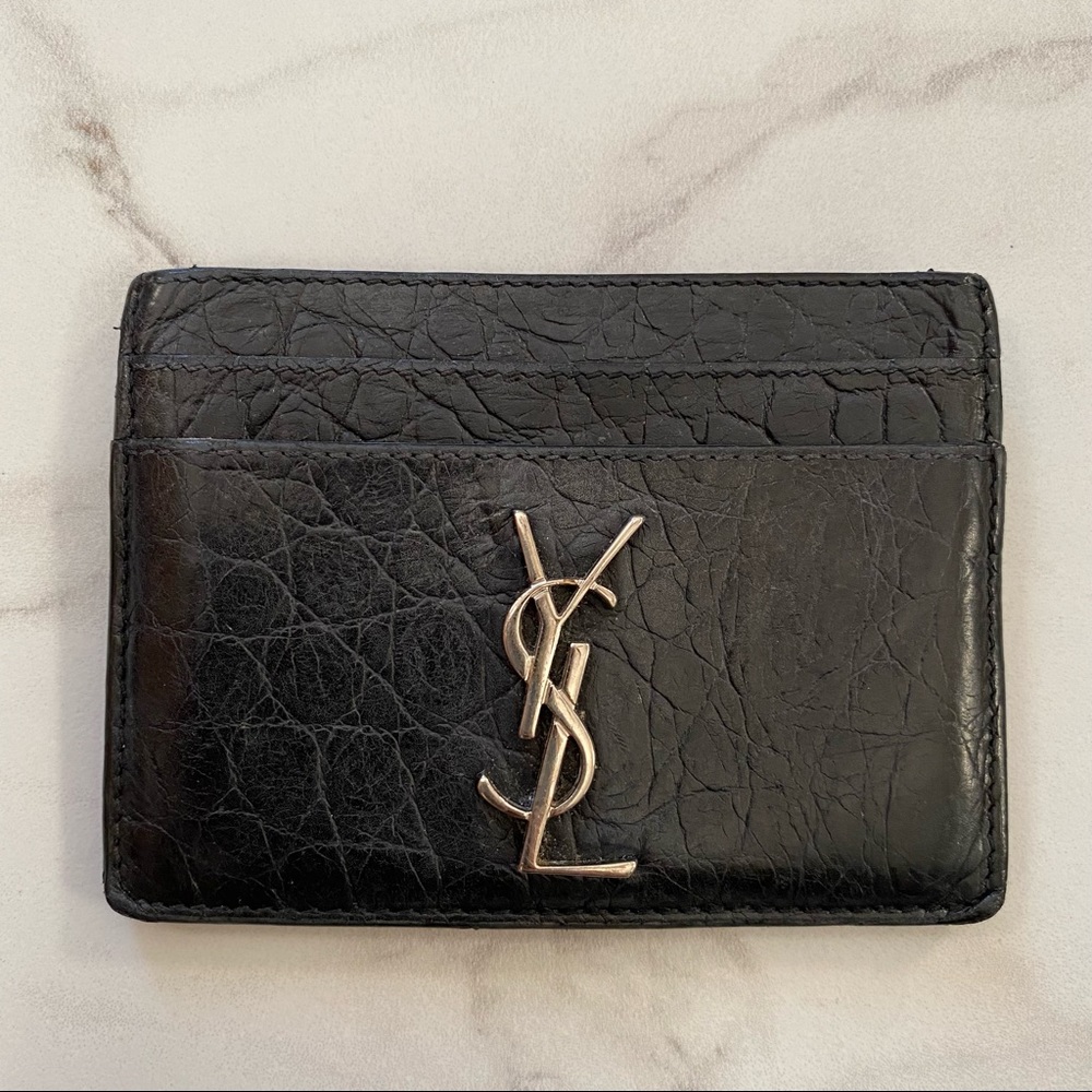 Yvette Saint Laurent black crocodile card holder